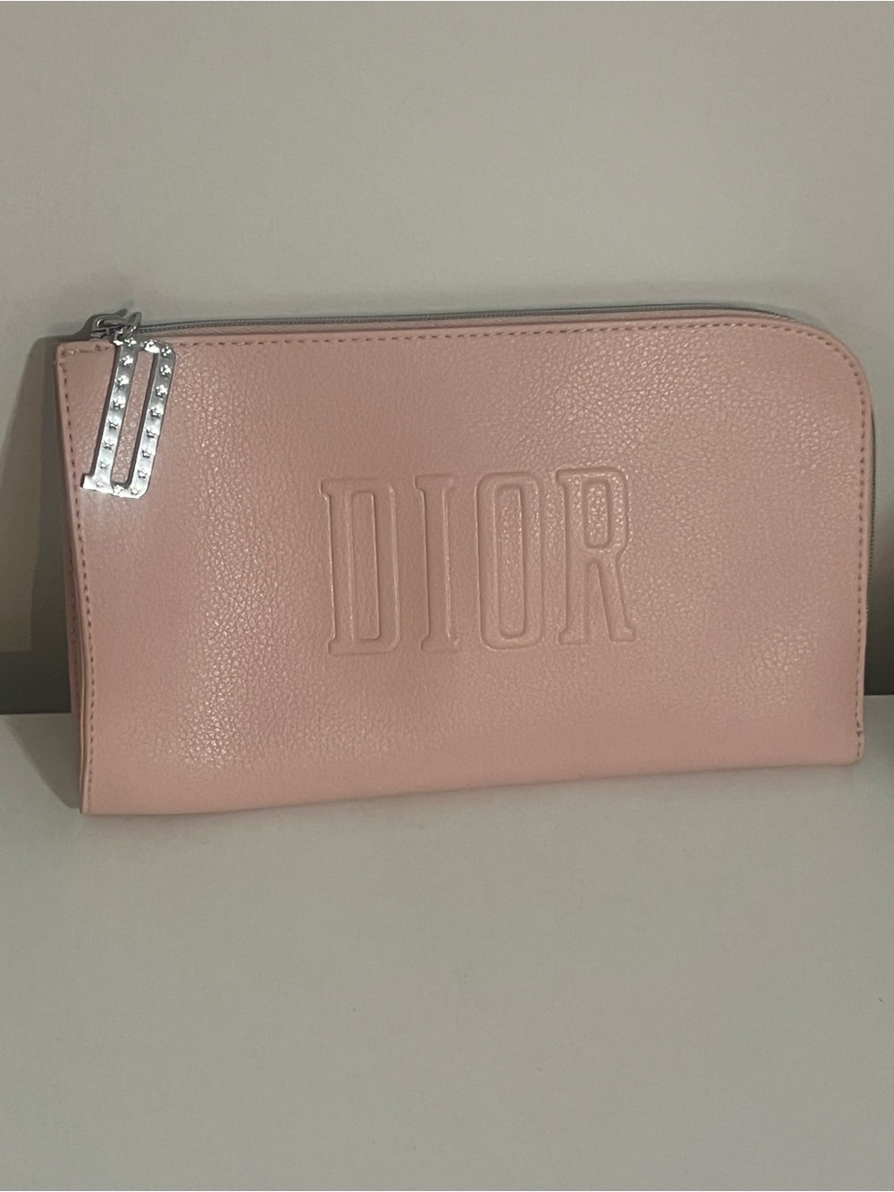 Dior Pink Embossed Leather Cosmetic Pouch